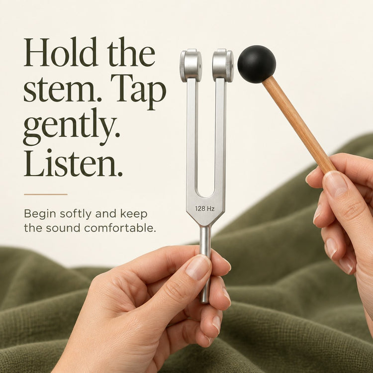 thehushroot™ 128 Hz Tuning Fork Set — Hold, tap and listen